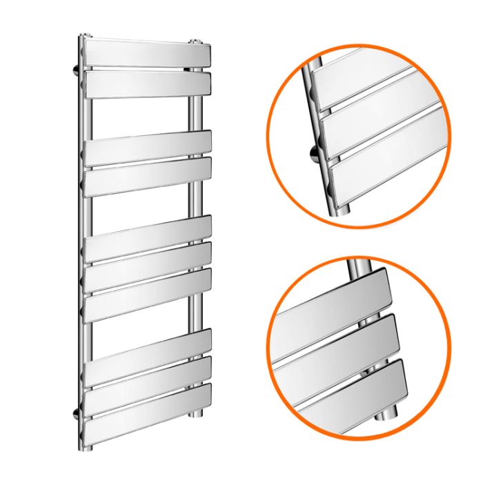 1000 x 450mm Flat Panel Chrome Ladder Towel Radiator