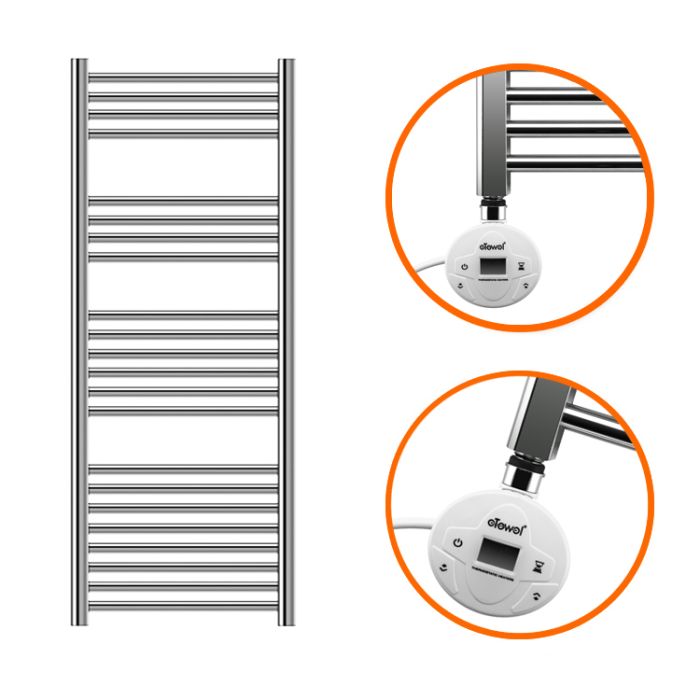 1200 x 400mm Electric Chrome Heated Towel Rail