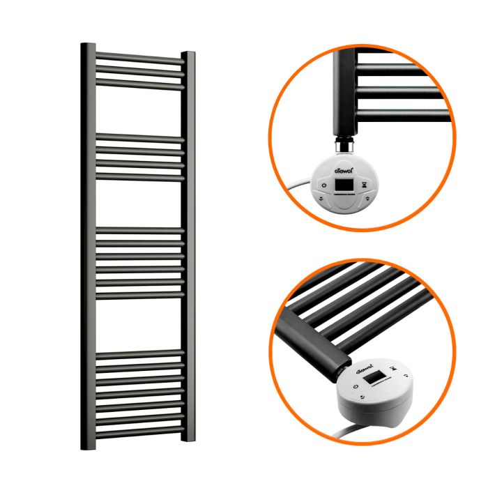 1200 x 400mm Electric Black Heated Towel Rail