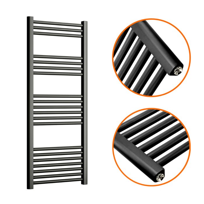 1200 x 500mm Straight Black Heated Towel Rail