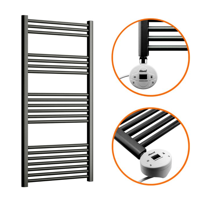 1200 x 600mm Electric Black Heated Towel Rail