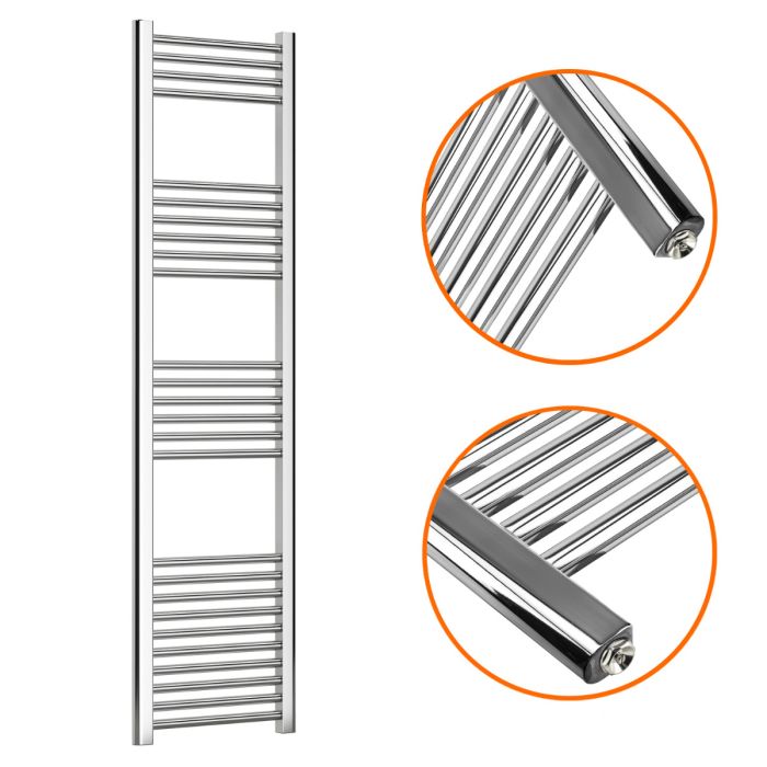 1600 x 400mm Straight Chrome Heated Towel Rail