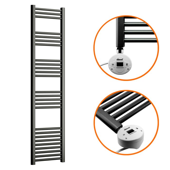 1600 x 400mm Electric Black Heated Towel Rail