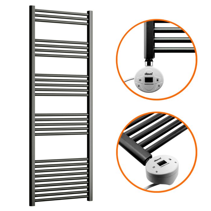 1600 x 600mm Electric Black Heated Towel Rail