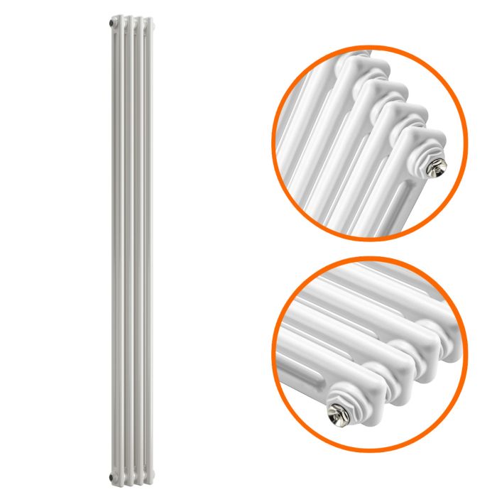 1800 x 203mm White Vertical Traditional 2 Column Radiator