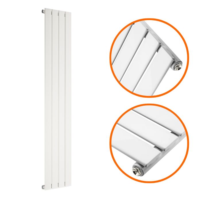 1600 x 280mm White Single Flat Panel Vertical Radiator 