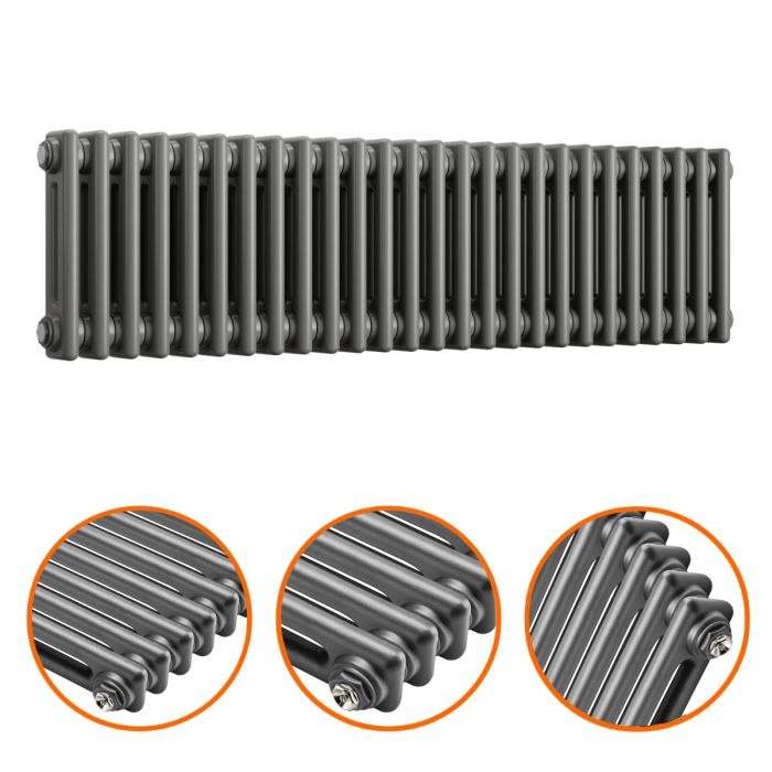 300 x 1193mm Anthracite Horizontal Traditional 2 Column Radiator