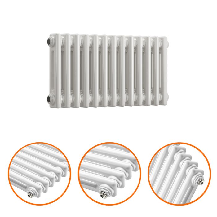 300 x 608mm White Horizontal Traditional 2 Column Radiator