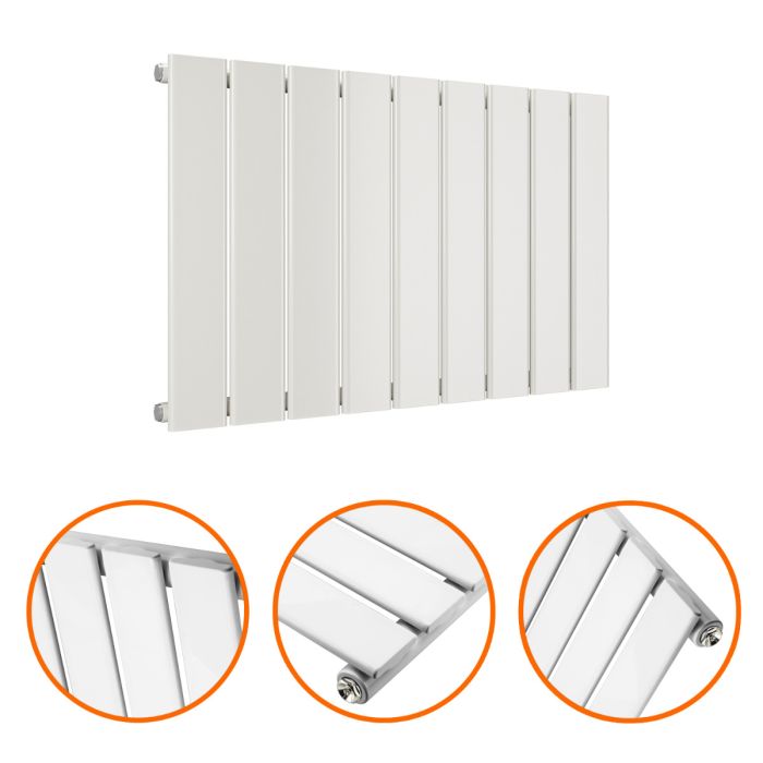 400 x 630mm White Single Flat Panel Horizontal Radiator 