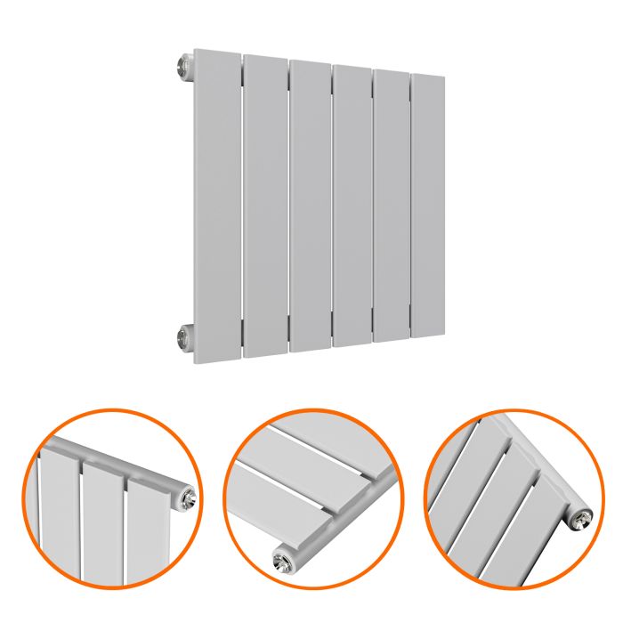 400 x 420mm Feather Grey Single Flat Panel Horizontal Radiator