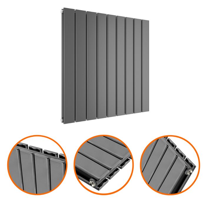 635 x 630mm Anthracite Double Flat Panel Horizontal Radiator 