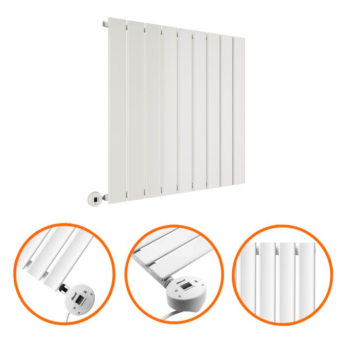 635 x 630mm Electric White Single Flat Panel Horizontal Radiator