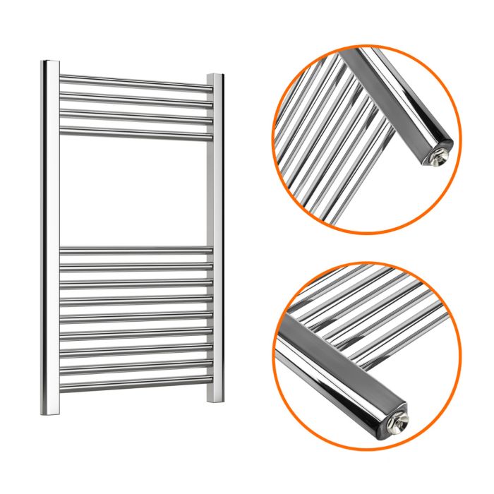 800 x 500mm Straight Chrome Heated Towel Rail