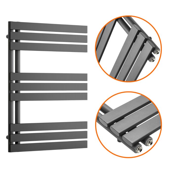 850 x 600mm Anthracite Flat Panel Bathroom Towel Radiator