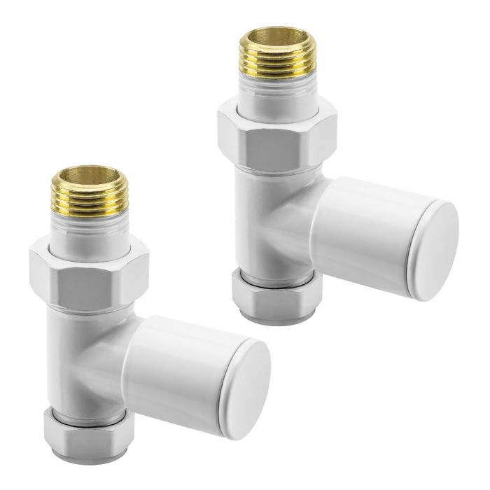 Modern White Radiator Valves, Straight Fitment