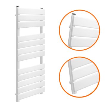 1200 x 450mm White Heated Towel Rail, Bathroom Radiator