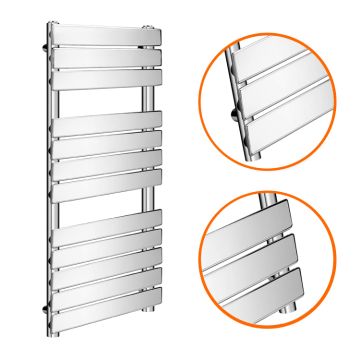 1200 x 600mm Flat Panel Chrome Ladder Towel Radiator