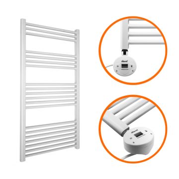 1200 x 600mm Electric White Heated Towel Rail