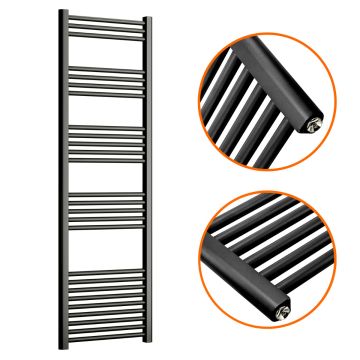 1600 x 500mm Straight Black Heated Towel Rail