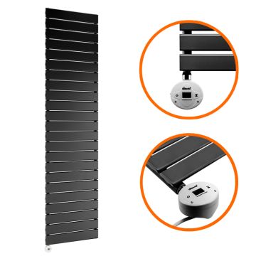 1610 x 400mm Electric Black Single Flat Panel Vertical Radiator