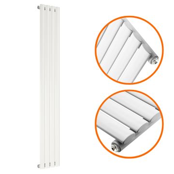 1600 x 236mm White Single Oval Tube Vertical Radiator 