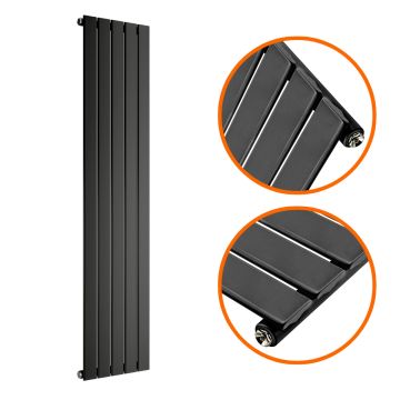 1780 x 350mm Black Single Flat Panel Vertical Radiator 