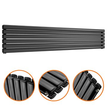 354mm x 1780mm Black Double Oval Tube Horizontal / Landscape Radiator 