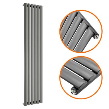 1600 x 354mm Anthracite Single Oval Tube Vertical Radiator 