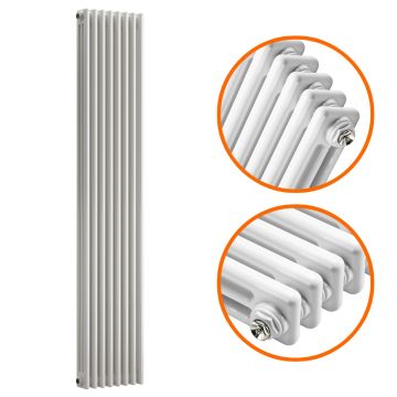 1500 x 383mm White Vertical Traditional 3 Column Radiator