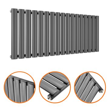 400 x 1000mm Anthracite Single Oval Tube Horizontal Radiator 