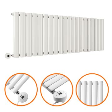 400 x 1180mm Electric White Single Oval Panel Horizontal Radiator