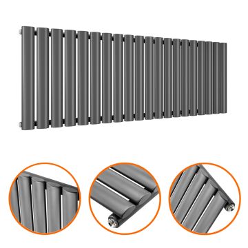 400 x 1180mm Anthracite Single Oval Tube Horizontal Radiator 