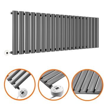 400 x 1180mm Electric Anthracite Single Oval Panel Horizontal Radiator