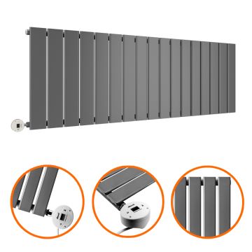 400 x 1190mm Electric Anthracite Single Flat Panel Horizontal Radiator