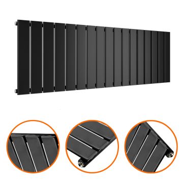 400 x 1190mm Black Single Flat Panel Horizontal Radiator 