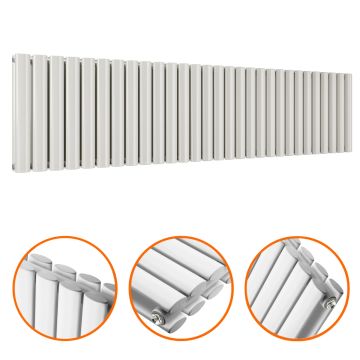 400 x 1652mm White Double Oval Tube Horizontal Radiator