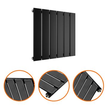 400 x 420mm Black Single Flat Panel Horizontal Radiator 