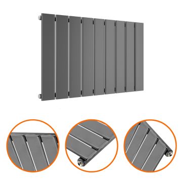 400 x 630mm Anthracite Single Flat Panel Horizontal Radiator 