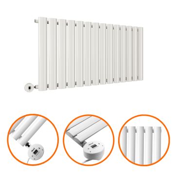 400 x 834mm Electric White Single Oval Panel Horizontal Radiator