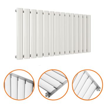 400 x 834mm White Single Oval Tube Horizontal Radiator 