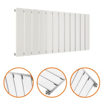 400 x 840mm White Single Flat Panel Horizontal Radiator 