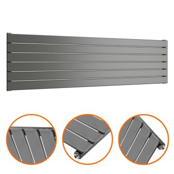 420mm x 1600mm Anthracite Single Flat Panel Horizontal / Landscape Radiator