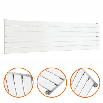 420mm x 1600mm White Single Flat Panel Horizontal / Landscape Radiator