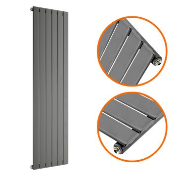 1600 x 420mm Anthracite Single Flat Panel Vertical Radiator 