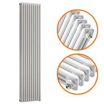 1800 x 470mm White Vertical Traditional 3 Column Radiator