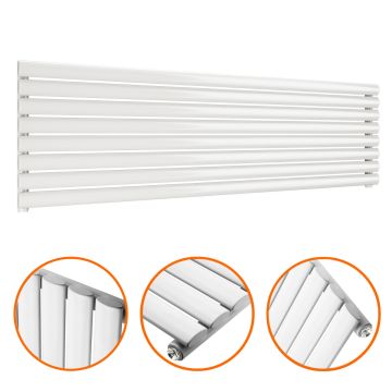 472mm x 1600mm White Single Oval Tube Horizontal / Landscape Radiator 