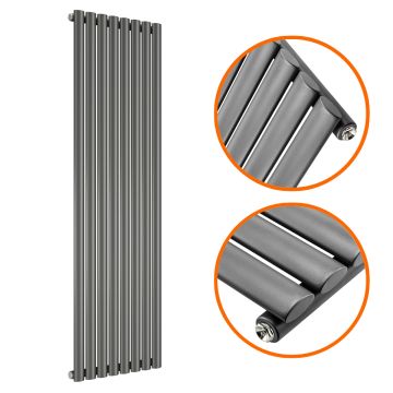 1600 x 472mm Anthracite Single Oval Tube Vertical Radiator 