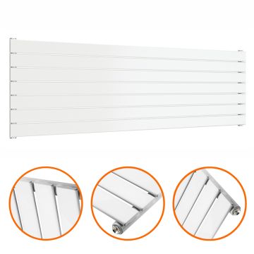 490mm x 1600mm White Single Flat Panel Horizontal / Landscape Radiator