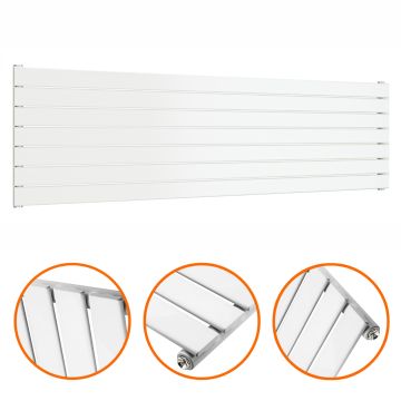 490mm x 1780mm White Single Flat Panel Horizontal / Landscape Radiator