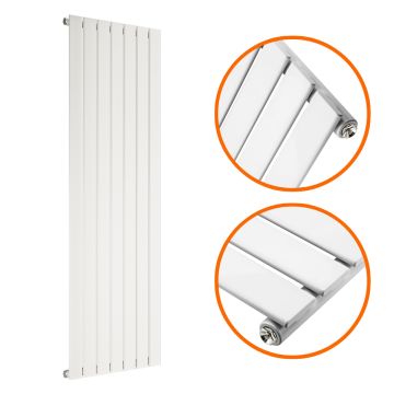 1600 x 490mm White Single Flat Panel Vertical Radiator 